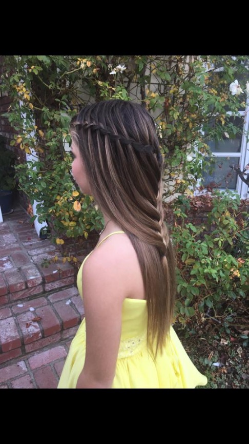 Waterfall braid into back braid