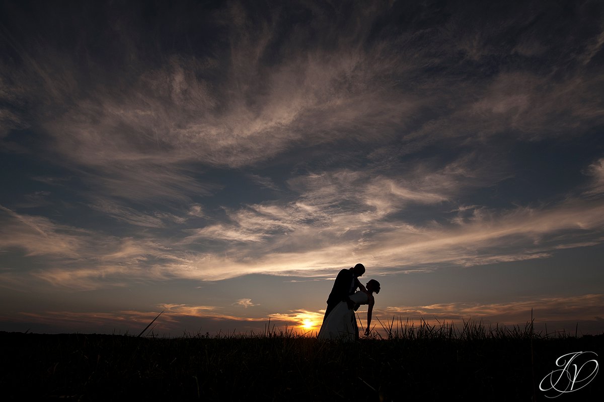 Saratoga Wedding Photographer, upstate wedding photographer, outdoor wedding photo, dipping bride at sunset