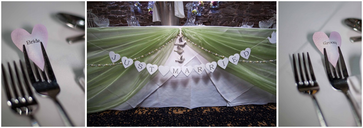 Just married banner at Lancashire Manor hotel