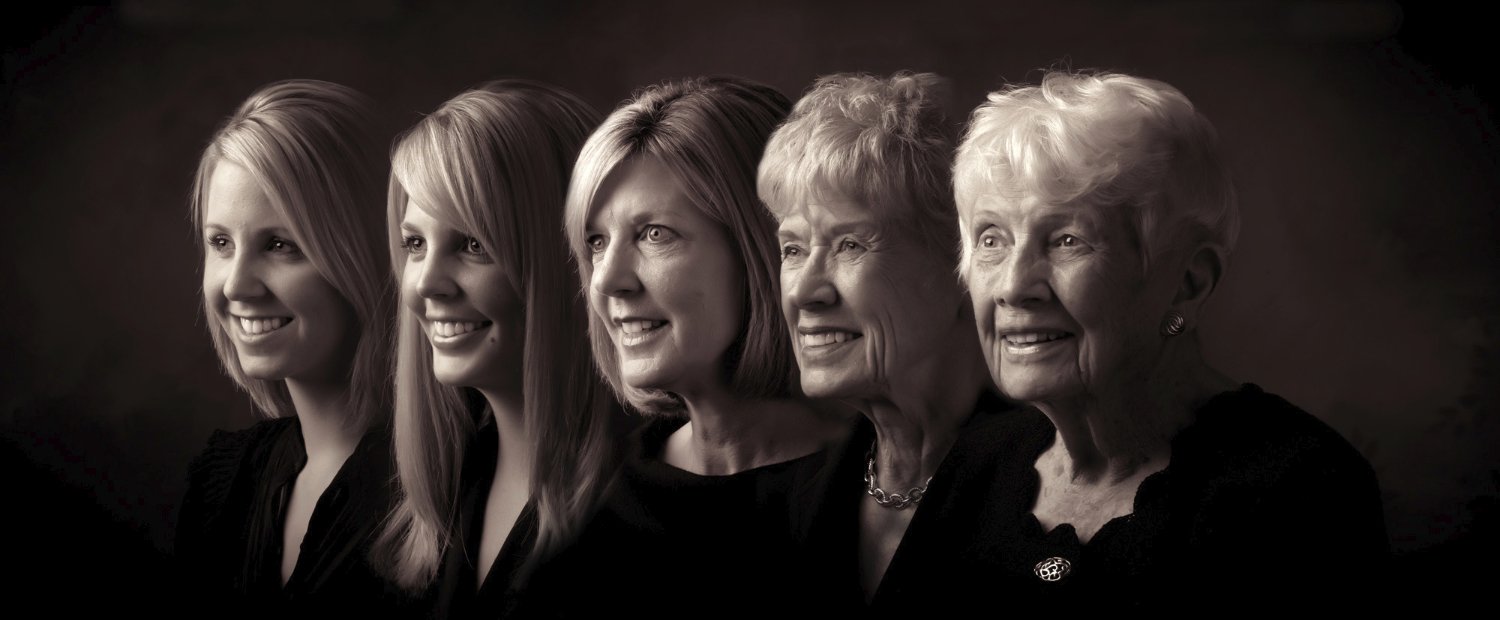 Four generations of women in the family portrait