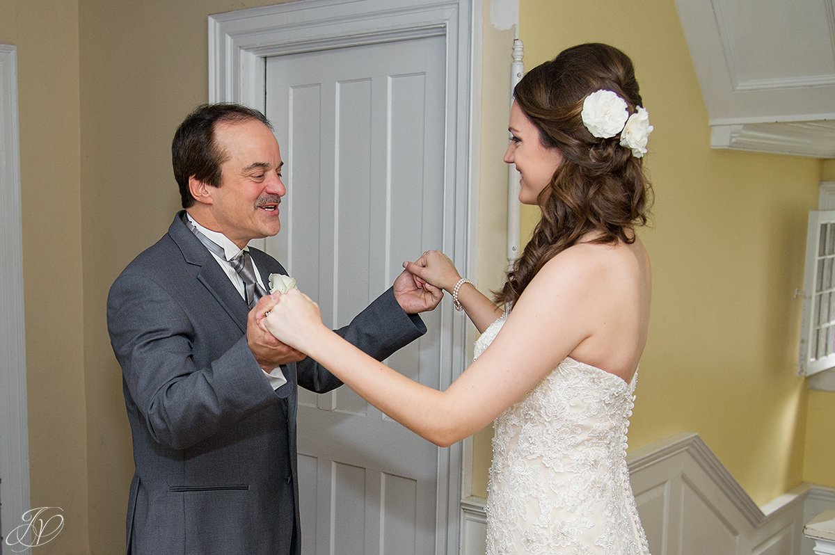 sweet first look with father albany wedding photographer