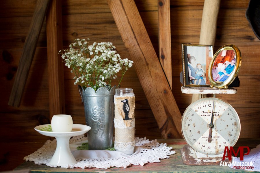 Antique details and items give a rustic chic theme to this Seagrove Rustic Barn Wedding. © Aura Marzouk Photography