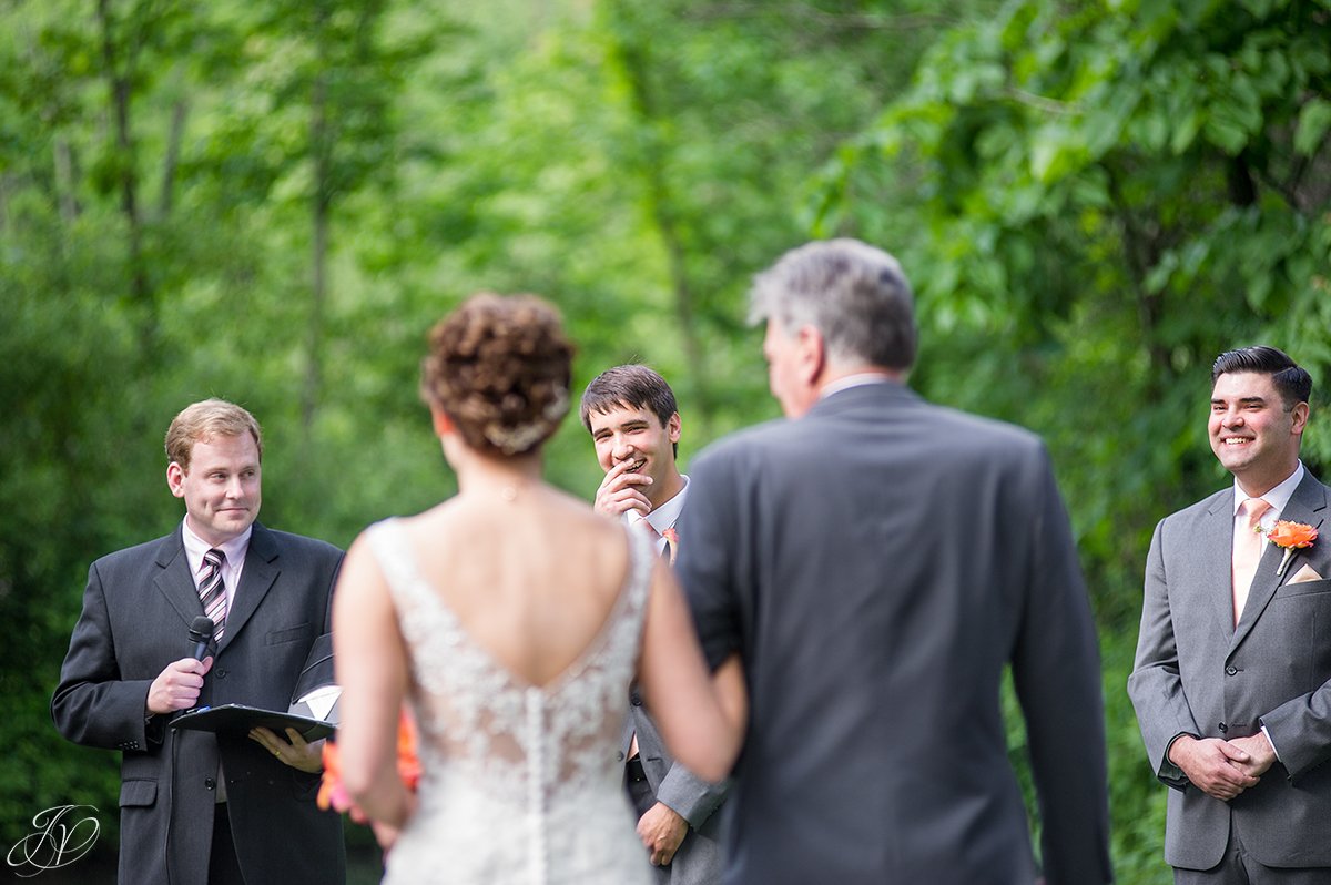 first look with groom during ceremony