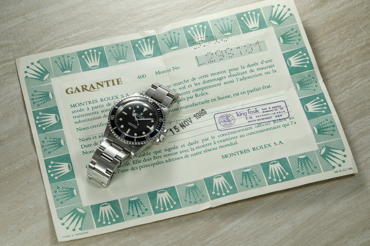 Rolex Submariner 5513 White Gold Hour Markers Punched Papers