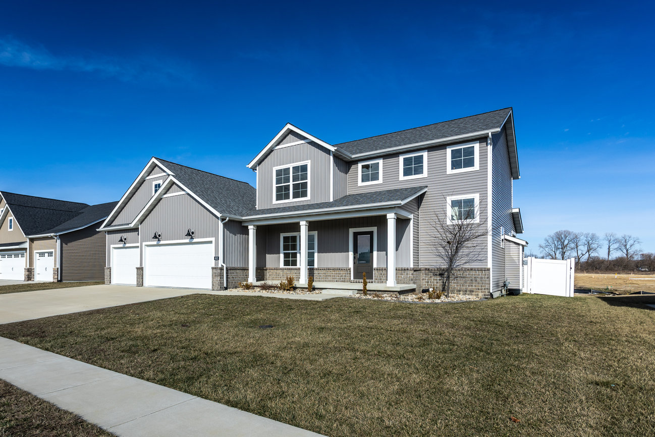 Suburban home under clear blue sky