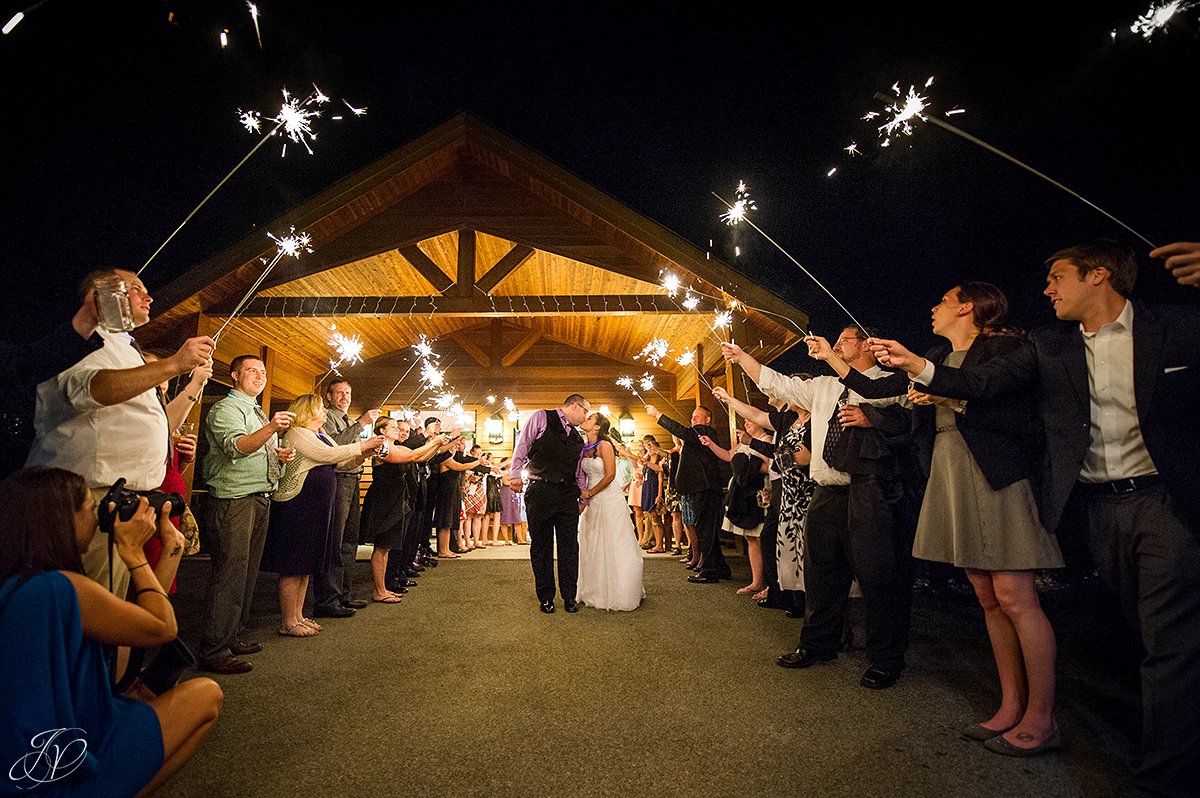 photo of sparklers exit at a wedding