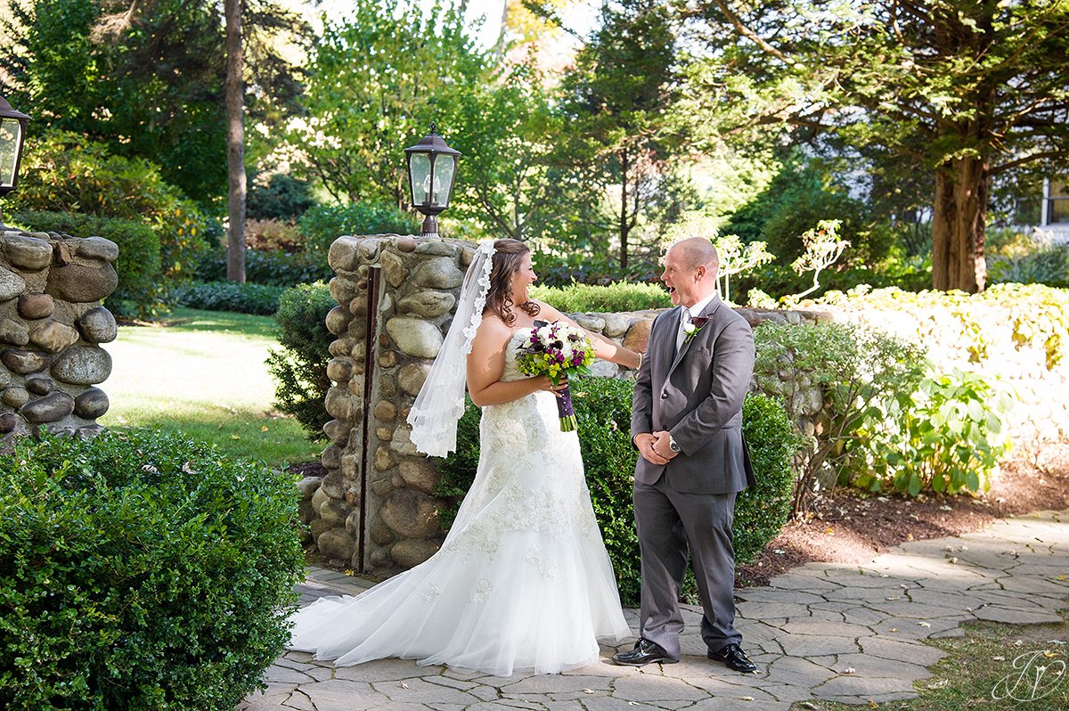 fun first look between bride and groom