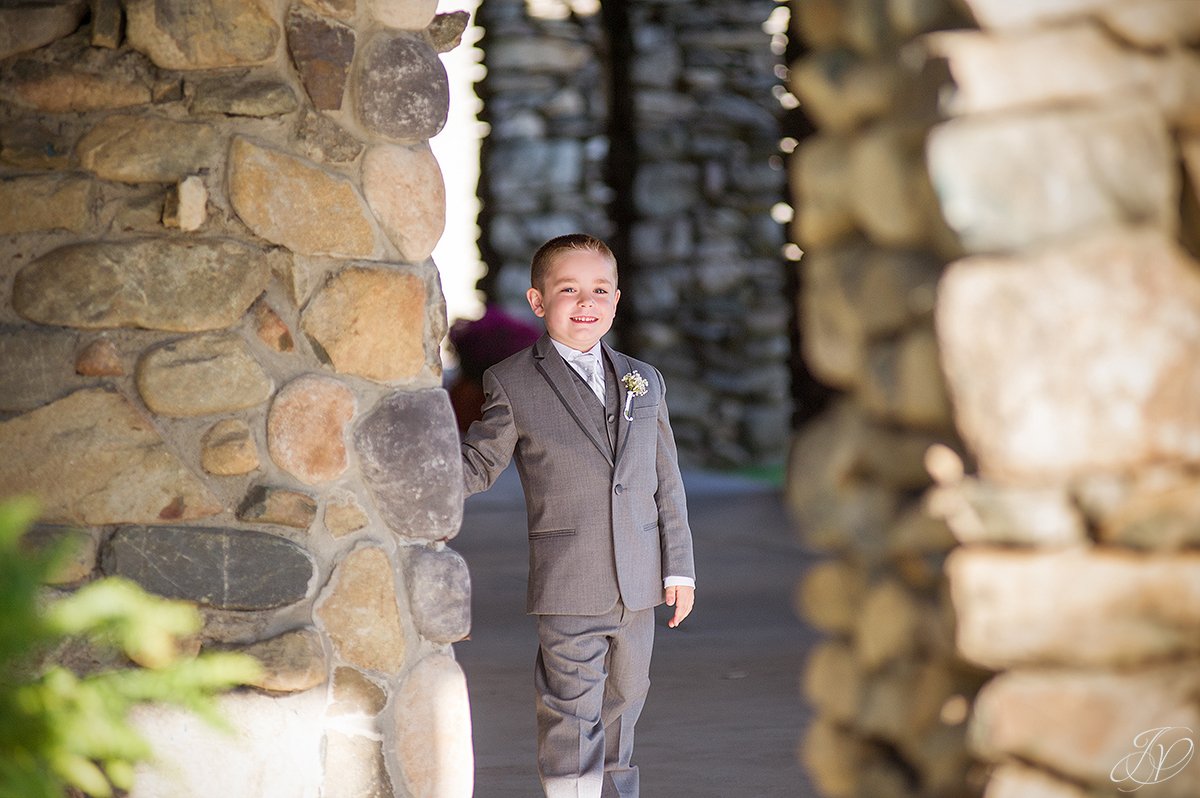 cute shot of ring bearer before cermony