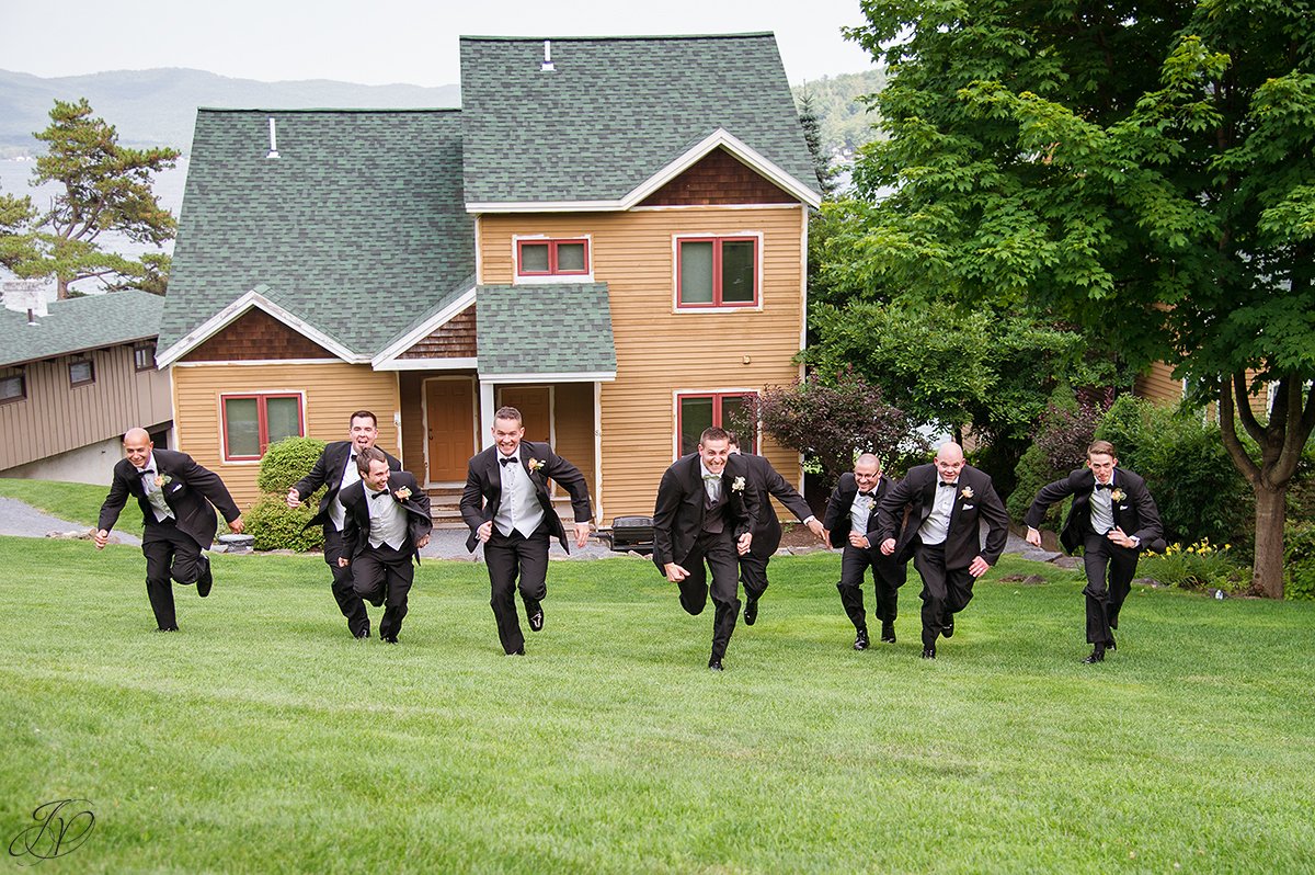 running groom and groomsmen wedding photos inn at erlowest