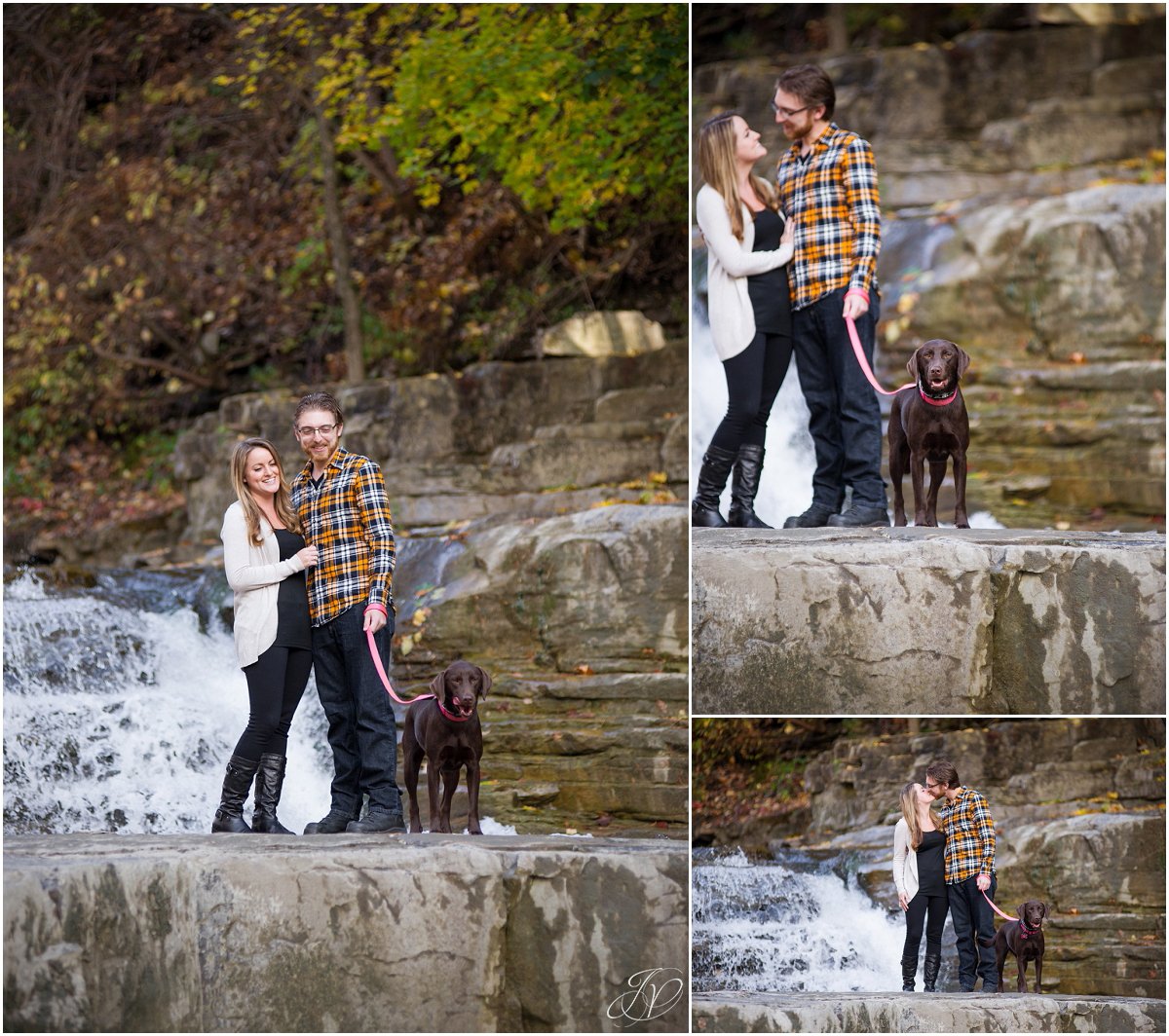 romantic fall engagement pictures with dog