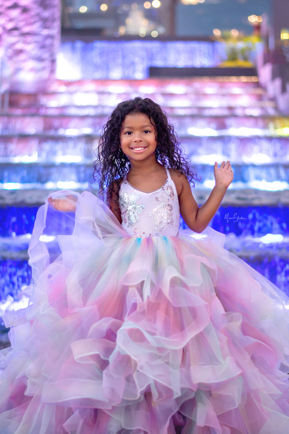 Ava's birthday photo shoot at Smale Park downtown cincinnati in a couture gown