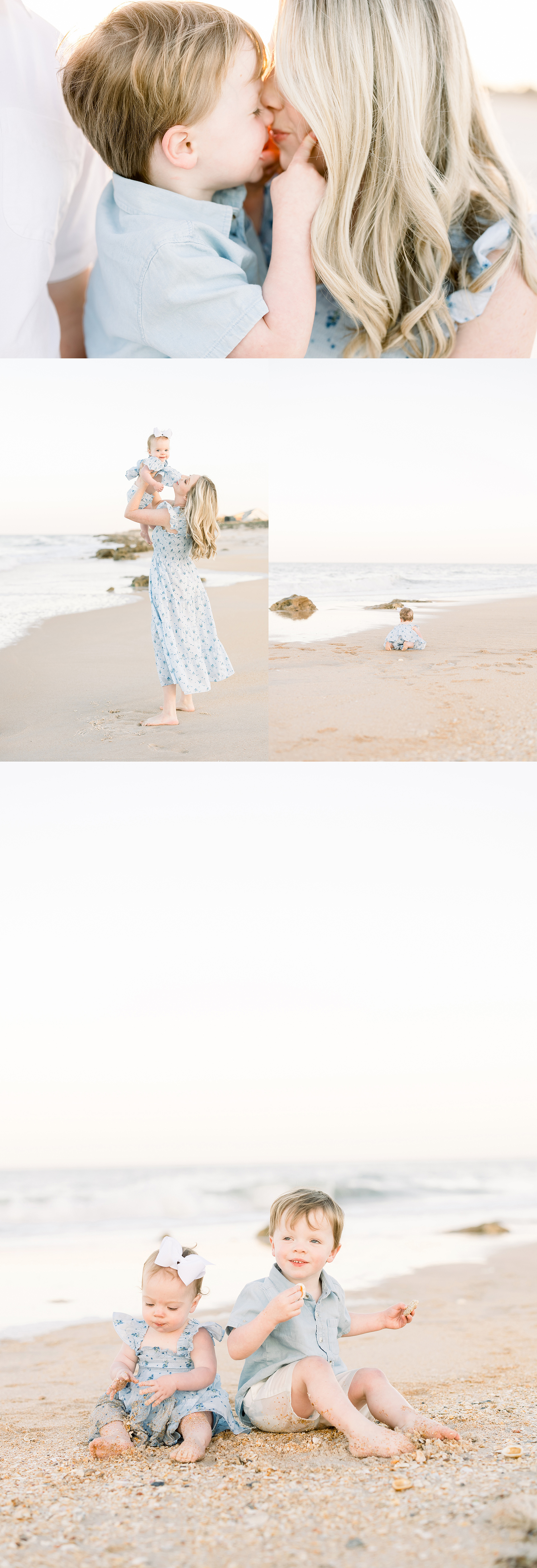 pastel-hued beach portraits of a family at sunset in Saint Augustine