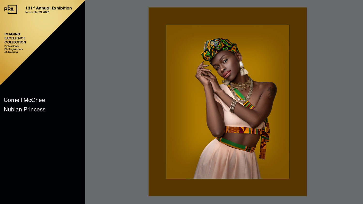 A woman in African tribal clothing