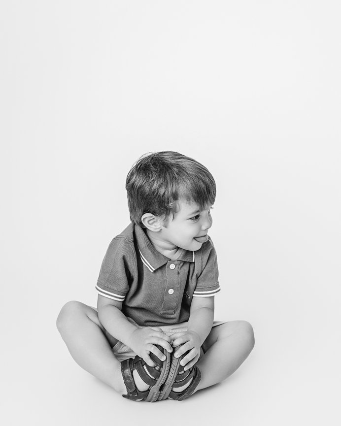 Profile view of toddler captured in Toms River photo studio
