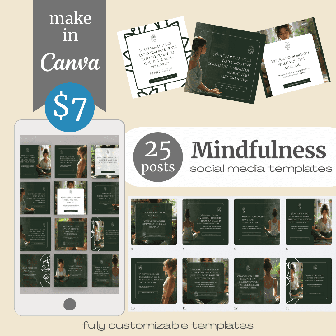 25 MINDFULNESS COACH Social Media Templates - Elaine Zelker Photography