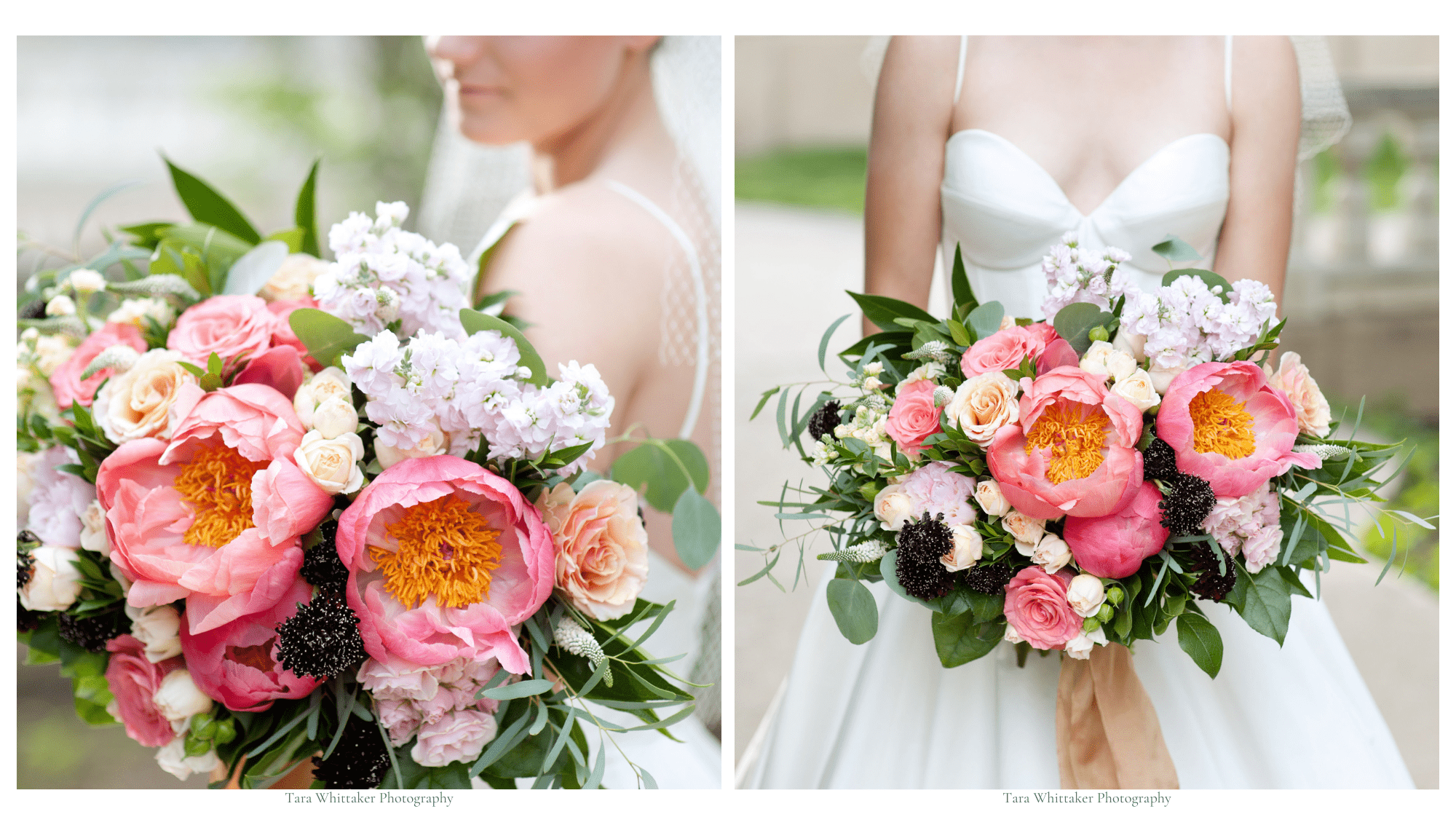 Coral Peony & Pastel Pink Blooms Bouquet