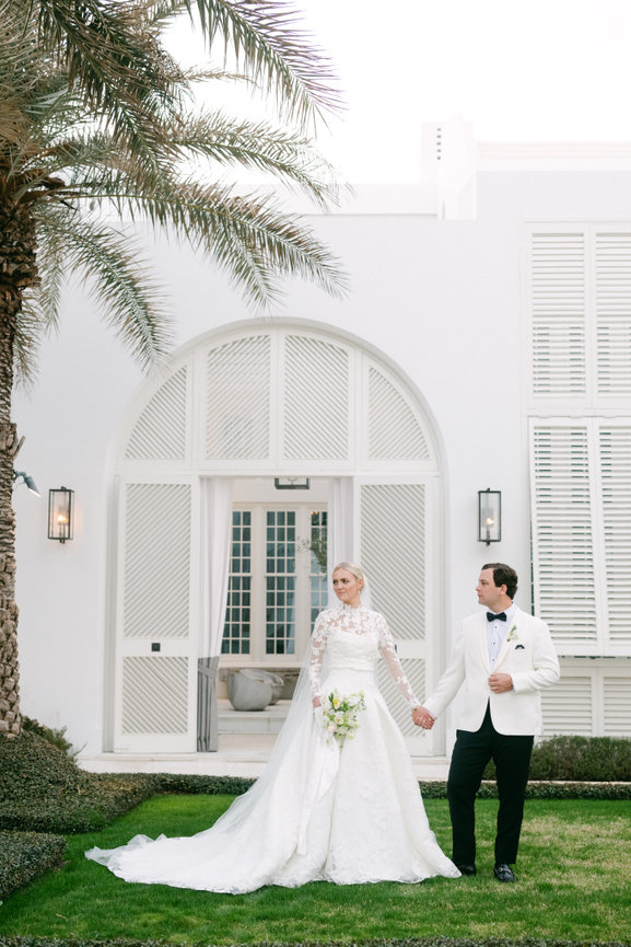 Bride and groom formal portrait in Alys Beach, Florida by Heather Durham Photography.