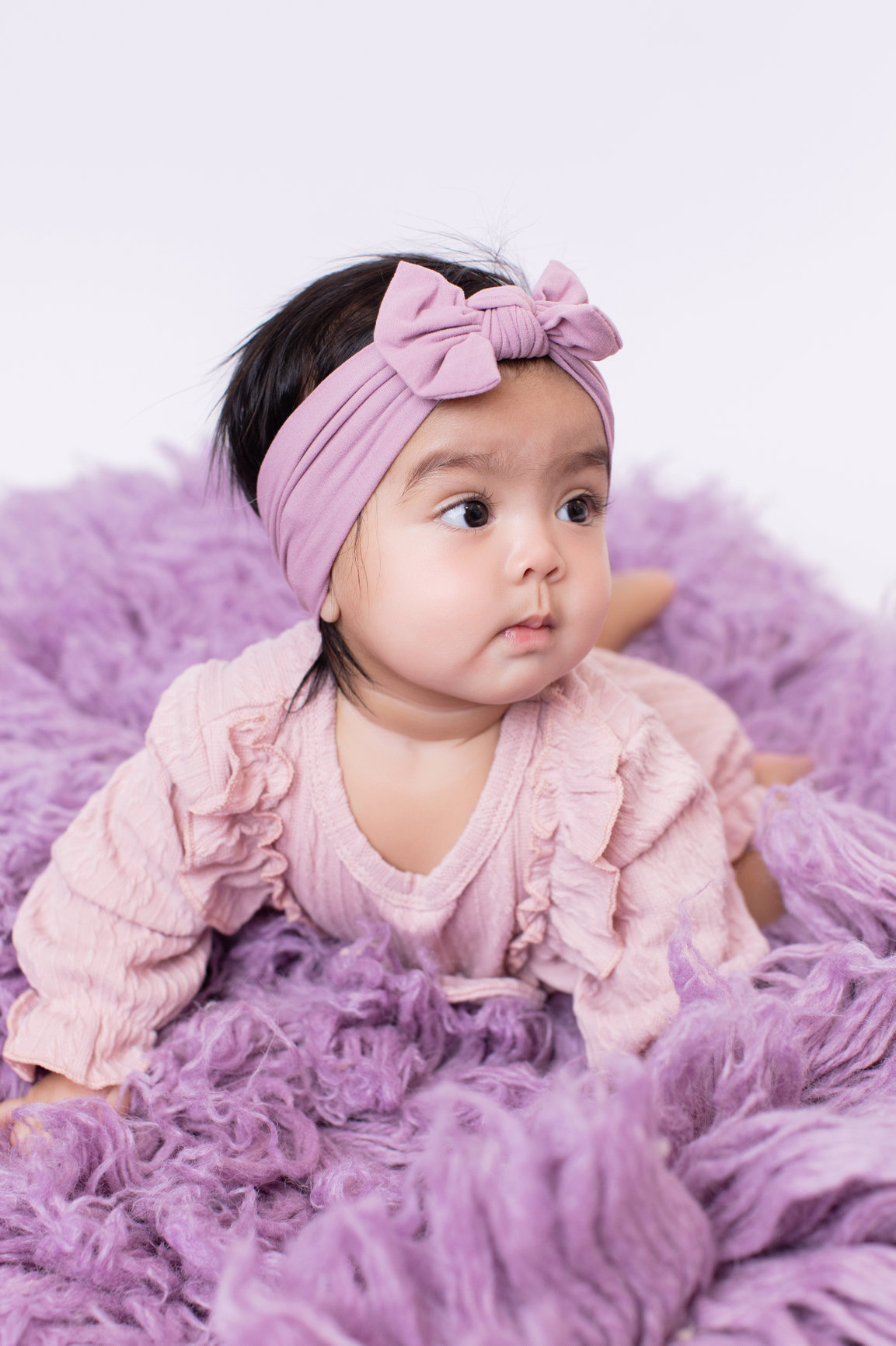 Calgary baby milestones photography lilac fur and cream half way to one Milestones II session photo 1