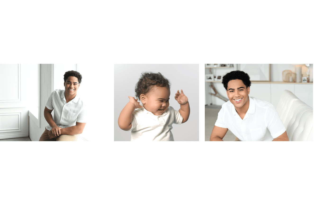 A collage of photos of a toddler and now as a high school senior with the same gregarious smile.